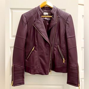Calvin Klein Faux Leather Jacket in Aubergine, Size S